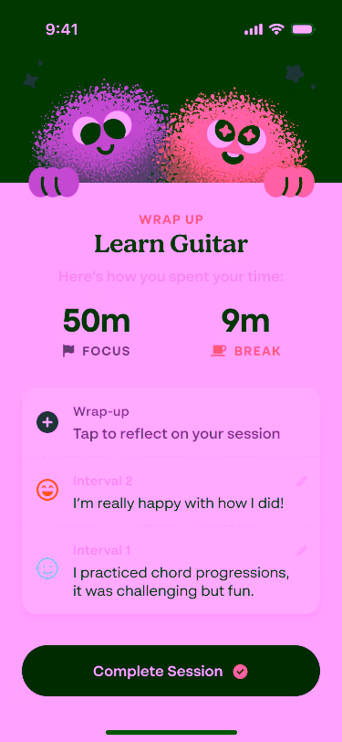 Oradoro session wrap-up screen