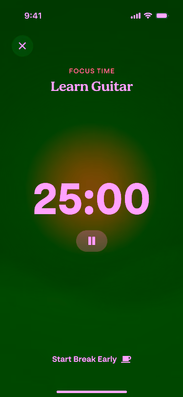 Oradoro focus timer screen
